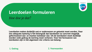 Leerdoelen formuleren: hoe doe je dat? Leerdoelen formuleren: hoe doe je dat?